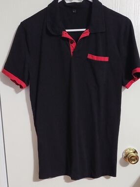 Polo Shirt Black with Red Trim